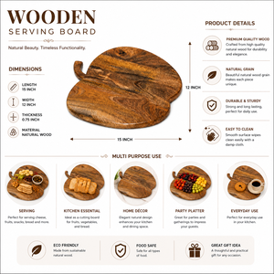 Planche à servir ronde en bois faite à la main et planche à fromage |   Plateau de charcuterie |   Plateau de cuisine rustique - Écologique, durable, épaisseur 1,5 cm - Product Image 5