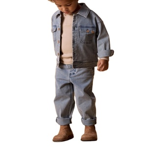 Chaqueta de Mezclilla Gruesa para Niñas, Color Azul Medio, Cálida, Transpirable, Mezcla de Algodón Orgánico, Ecológica, Venta al Por Mayor OEM - Product Image 2