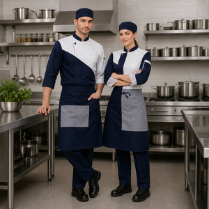Uniforme de Chef, Conjunto Completo de 4 Piezas, TR Spandex, Transpirable, Antipilling, Uniforme de Cocina - Product Image 1