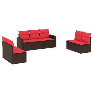 Ensemble de canapés de patio en polyrotin marron 7 pièces avec coussins, ensembles de jardin - Product Image 2