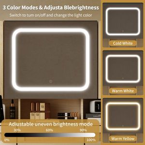 Large LED Lighted Mirror Makeup Vanity Table Set with Charging Station Glass Doors Drawers-for Your Daily Beauty Routine! - Product Image 3