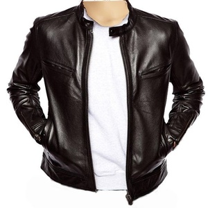 Veste en cuir de vache véritable pour homme, nouvelle collection 2026, col montant en toile, écologique, séchage rapide - Product Image 3