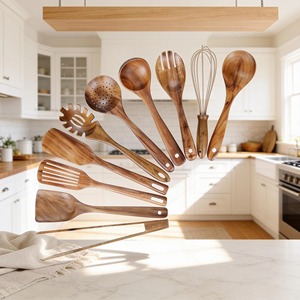 New Arrival <b>Wood</b> Salad <b>Tools</b> <b>Set</b> With Spoons Forks And Whisk Eco Friendly Dishwasher Safe Manual Kitchen Utensils - Product Image 3
