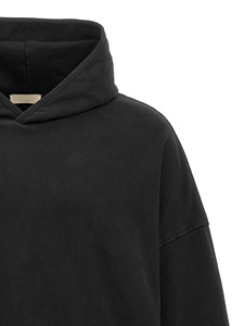 Men's <b>Black</b> Cropped Knitted Fleece Oversized <b>Hoodie</b> Drop Shoulder Breathable Quick Dry Gym Wear <b>Plain</b> Blank Thermal for Winter - Product Image 3