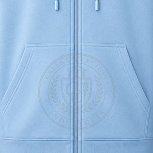 High Quality Fraternity Greek Collection IND Sorority Phi Light <b>Blue</b> Cotton <b>Fleece</b> Zip Up Hoodie <b>Women</b> Embossed Logo Sweatshirts - Product Image 6