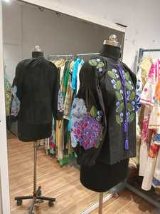 Black Linen Embroidered Boho <b>Dress</b> Full Sleeve Eco-Friendly Woven Button Loose Fit O-Neck Hand Embroidery Summer Casual Wear - Product Image 1