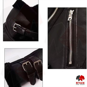 Veste en cuir pour homme de qualité supérieure, couleur unie, personnalisation de la marque, design d'hiver unique, usine OEM ODM - Product Image 5