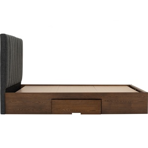 Modern Upholstered Headboard Panel <b>Bed</b> <b>with</b> <b>Storage</b> Drawers Fabric Upholstered <b>Bed</b> Frame Custom Made - Product Image 3