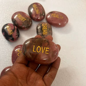 Piedra de Ágata Natural Grabada, Circular, para la Palma de la Mano, Cristal Curativo, Piedra de la Preocupación Pulida, Ecológica, para Reiki, Chakra, Meditación, Regalo - Product Image 1