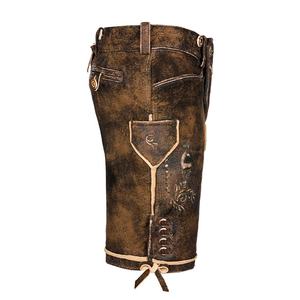 Lederhosen กางเกงขาสั้นบาวาเรียแบบดั้งเดิมหนังกลับโบราณเทคนิคการปักวินเทจสไตล์ถนนสูงติดกระดุม - Product Image 1