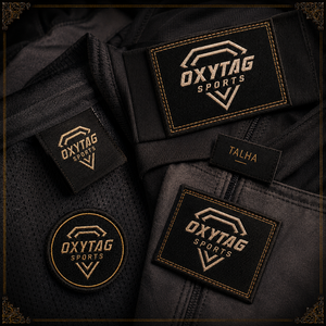 Étiquettes tissées brodées Oxytag Sports, étiquettes rectangulaires en tissu pour vêtements, lavables, découpées au laser, design cousu, prix abordable, OEM - Product Image 5