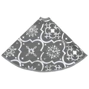 Grande jupe de sapin de Noël pliable en polyester gris pour décorations festives - Product Image 5