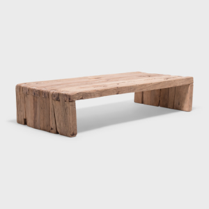 Mesa de Centro Rústica de Madera de Olmo Reciclada, Muebles Hechos a Mano Estilo Granja, Mesa de Madera Natural Vintage para Sala de Estar - Product Image 4
