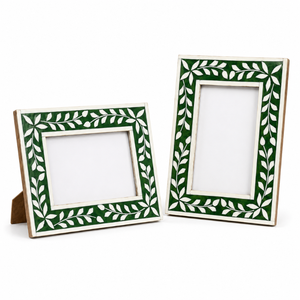 Handcrafted Green Mother of Pearl Floral Inlay <b>Photo</b> <b>Frame</b> Decorative | Wooden Picture <b>Frame</b> for Tabletop & Wall Display Home - Product Image 1
