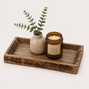 Plateau de service rectangulaire artisanal en bois de manguier, écologique, rustique et décoratif, pour table basse, cuisine et décoration intérieure - Product Image 6