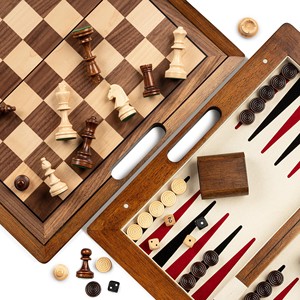 Acacia Wood 3-in-1 Chess Checkers <b>Backgammon</b> <b>Set</b> Wholesale | Handcrafted Board Game - Product Image 1