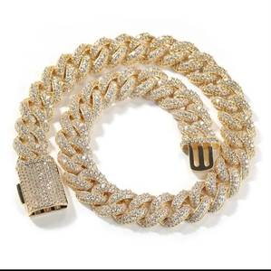 Hip Hop Heavy 18mm Miami Cuban Link Chain Iced Out 14k Gold Plated <b>Silver</b> Moissanite Diamond Round Brilliant Cut VS1 - Product Image 4