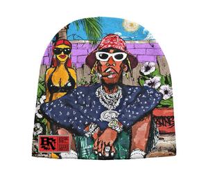 BRAND STUDIOS Bonnet unisexe en acrylique, style urbain, imprimé peint à la main, 56-58CM, bonnet d'hiver décontracté, casquette hip-hop unisexe - Product Image 1