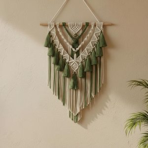 Tapiz de Pared de Macramé Moderno de Primera Calidad |   Arte de Pared con Marco de Madera Hecho a Mano con Diseño de Retrato |   Decoración Interior - Product Image 3