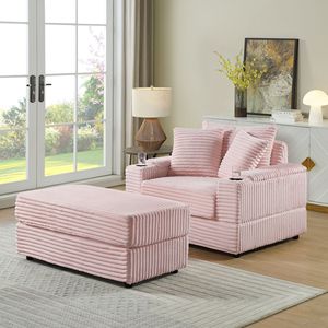 Set Soggiorno Accogliente: Divano Profondo con 2 Cuscini Decorativi e Pouf - Product Image 5