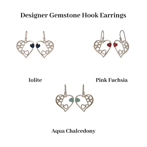 Iolite Quartz Bijoux Faits À La Main Argent Plaqué Dangle Boucles D'oreilles Avec Coeur Forme De Mode Dangle Crochet Boucles D'oreilles - Product Image 2