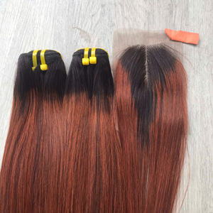 Factory Price 100% Raw Virgin Vietnamese Human Weft Lace Wig Bone Straight <b>Ombre</b> Brown Color Super Double Drawn Hair Extensions - Product Image 3