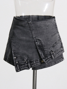 Women Mid Waist <b>Boot</b> Cut Denim Shorts Quick Dry 3D Pattern Versatile Chic Winter Streetwear Vintage Style - Product Image 6