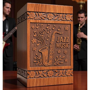 Personalized Handcrafted Wooden Urn: Engraved Jazz Band Memorial Memorial Keepsake by AYAANS - Product Image 1