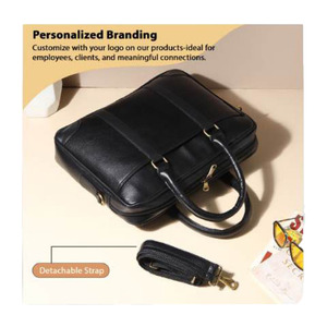 Liviya Genuine Leather Journal Planner Black Customizable Size Embossed Printing Multifunction Business Office Travel Model 153 - Product Image 3