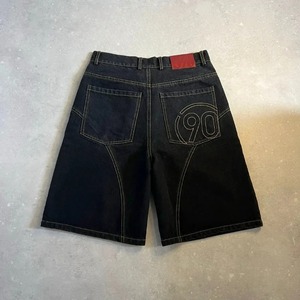 Shorts Vaqueros Vintage Y2K, Estilo Hip Hop Urbano para Hombre, Corte Recto, Cintura Media, Verano, Casual, Tejido 100% Algodón - Product Image 1