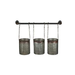 Juego de dos macetas de pared semicirculares de acero galvanizado estilo primitivo, acabado en pintura blanca, para colgar en interiores y exteriores. - Product Image 3