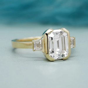 Bague de fiançailles et de mariage en or jaune 14 carats avec émeraude et diamant de laboratoire certifiés IGI, 4 carats, bijou cadeau pour fête - Product Image 5