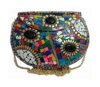 Sacs à main en métal mosaïque multicolores, à porter en bandoulière, pour les soirées, GC-BG-413, disponibles au meilleur prix en provenance d'Inde.