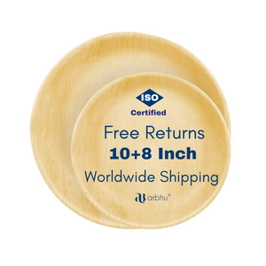 Biodegradable Areca Leaf <b>Plates</b> Natural Wood Look Sustainable Heavy Duty Disposable Tableware <b>Set</b> For Modern Party Decor - Product Image 1