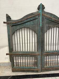 Paire de portails de jardin anciens en teck indien pour chiens, décoration polyvalente pour la maison, la cuisine, le salon, la chambre, la salle à manger, le bureau à domicile, la salle de bain - Product Image 5