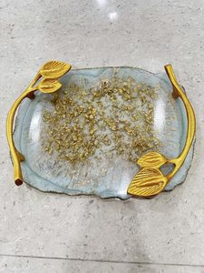 Pink Resin Storage <b>Tray</b> <b>with</b> Gold Plating Modern Design Customized Shape <b>Mirrored</b> Finish Dishwasher Safe for Table Neatening - Product Image 6