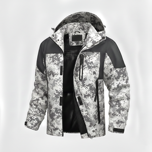 เสื้อแจ็คเก็ตกันหนาวบุขนสำหรับผู้ชายแบบสั่งทำพิเศษ กันน้ำ กันลม ผ้าฟลีซพิมพ์ลาย แห้งเร็ว ซิป คอเต่า แขนยาว - Product Image 1