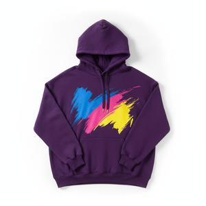 Sweat-shirt à capuche violet pour homme, pull décontracté en coton tricoté, imprimé sur le devant, design peint, vêtement d'automne - Product Image 1