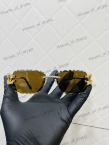 Lunettes de soleil rectangulaires sans monture Iced Out, avec barre décorative en diamant Moissanite argenté, verres photochromiques, légères, de luxe, tendance - Product Image 5