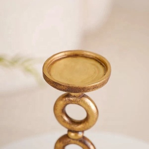 Gold Metal Ring <b>Stack</b> Candle Holder Elegant Tabletop Decor Accent Piece - Product Image 2
