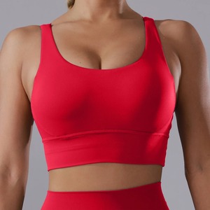 Soutien-gorge de sport pour femme, dos nageur, col ras du cou, avec coussinets amovibles, maintien moyen, couleur unie, respirant, séchage rapide, pour le yoga - Product Image 5