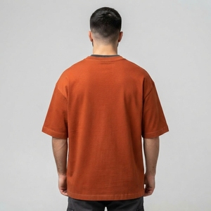 Men's <b>Orange</b> Oversized T Shirt Crew Neck Short Sleeve Casual Streetwear Cotton <b>Tshirt</b> Relaxed Fit Fashion Top - Product Image 2