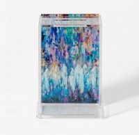 Acryl-Tzedakah-Box für Wohltätigkeit - Moderne Spendenbox mit Abstrakter Kunst - Jüdisches Geschenk - Dekorative Lucite-Tzedakah-Box
