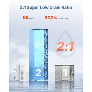 Sistema di filtraggio dell'acqua a osmosi inversa intelligente senza serbatoio a 8 stadi da 600 GPD con indicatore di visualizzazione intelligente per lavello - Product Image 4