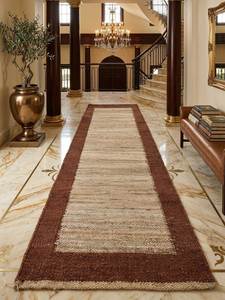 Alfombra de Cáñamo Tejida a Mano de Lujo, Ecológica, con Borde Terracota |   Alfombra Moderna Premium para Pasillo, Lavable, Tamaño Personalizado - Product Image 3