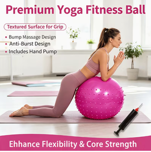 Ballon de yoga en PVC rose HAWK SPORTS INDUSTRIES, 4,9 pouces, antidérapant, rond, pour exercices de fitness, pompe incluse, surface lisse, logo personnalisé - Product Image 3
