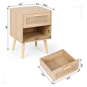 Mesitas de Noche DreamCraft de 2 Piezas de Ratán Vietnamita con 1 Cajón de Almacenamiento, Muebles de Dormitorio Elegantes Tejidos, Hechos en Vietnam - Product Image 3