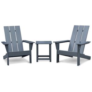 Juego de 3 Sillas Adirondack para Exteriores con Mesa Lateral, Color Gris Oscuro, Muebles para Patio, Jardín, Terraza, Balcón - Product Image 1