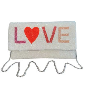 Elegante Bolso de Mano Rectangular Bordado con Cuentas de Semillas de Algodón Hecho a Mano para Mujeres y Niñas con Patrón de Logotipo - Product Image 1