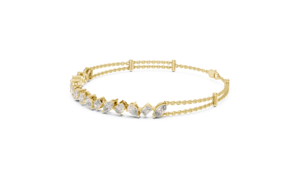 Bracelet en or massif 18 carats avec diamants de laboratoire de formes variées et assemblées, chaîne à maillons pour femme, bijoux fins - Product Image 1